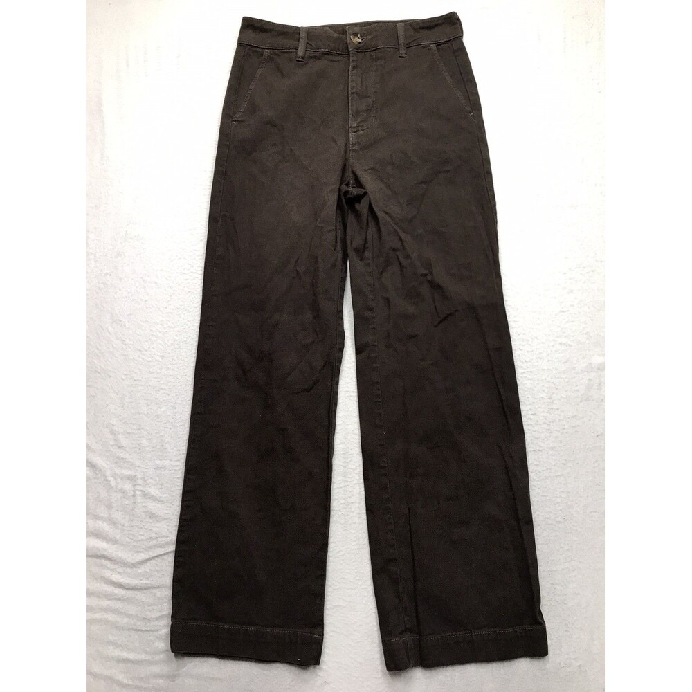 AMERICAN GIANT Wide Leg Jeans Women 4 (30x30) Brown Canvas Stretch USA Made